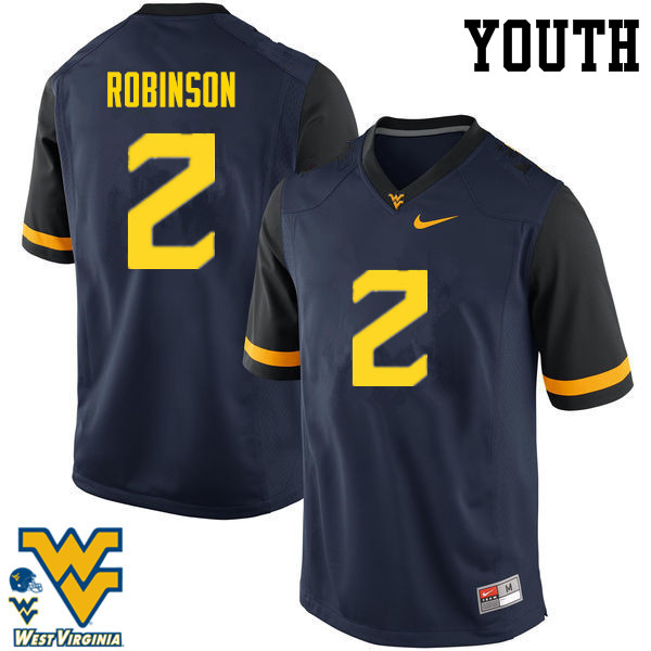 NCAA Youth Kenny Robinson West Virginia Mountaineers Navy #2 Nike Stitched Football College Authentic Jersey GR23Q82TF